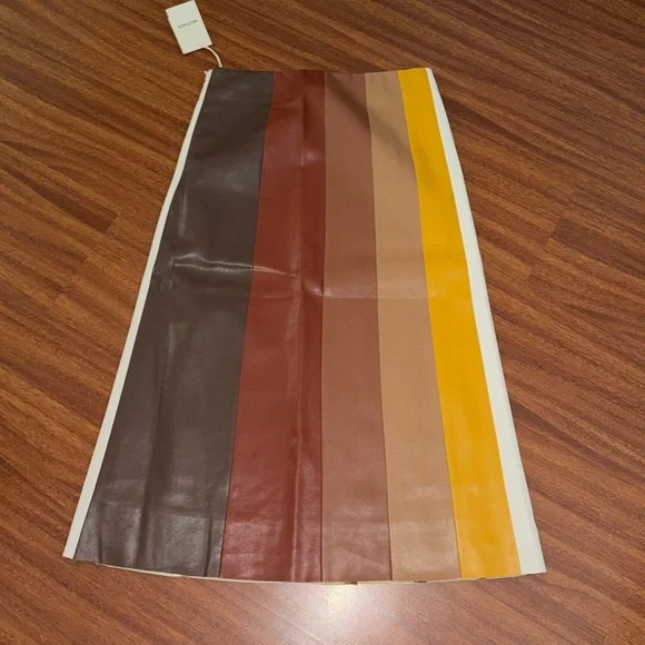 NWT MOTHER The Bits And Pieces Skirt Faux Leather Multicolored Size M 70s - Picture 7 of 15